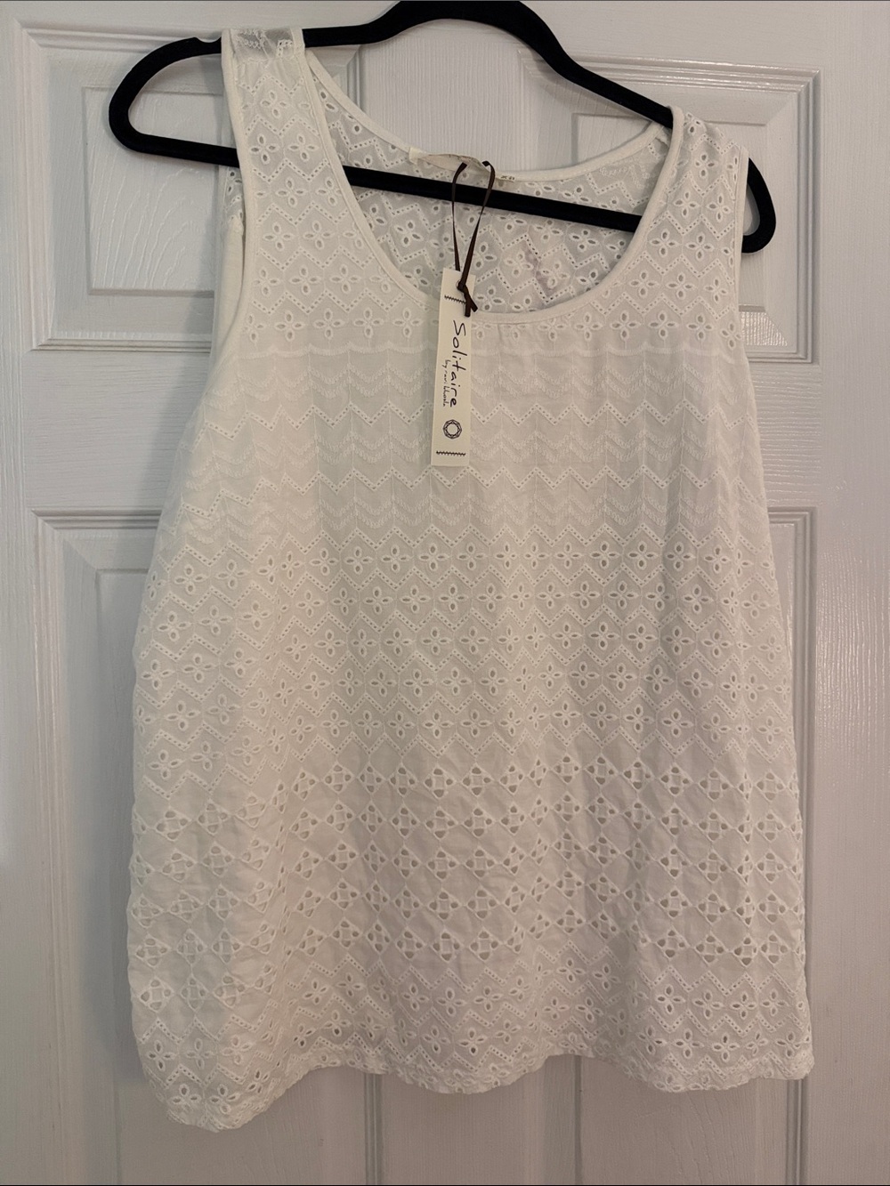 Solitaire White Eyelet Tank Top